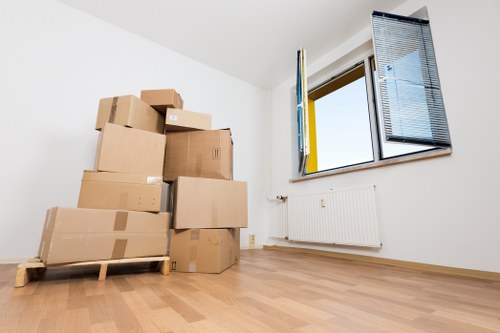 Student move preparation checklist and boxed belongings