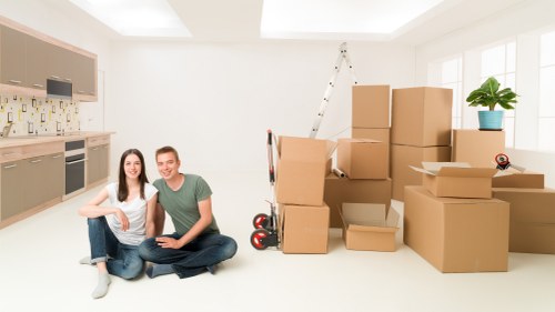 Packed student belongings ready for collection and transport