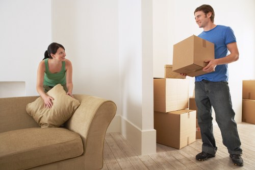 Packed boxes and furniture ready for a local move